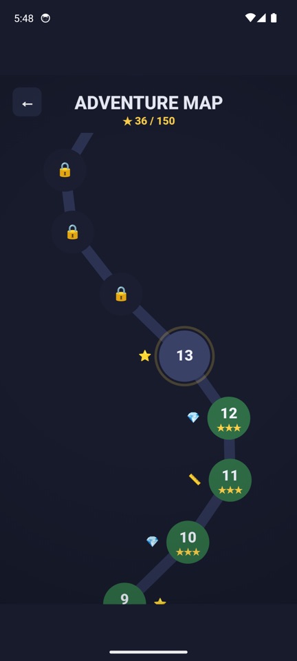 Adventure map with stars